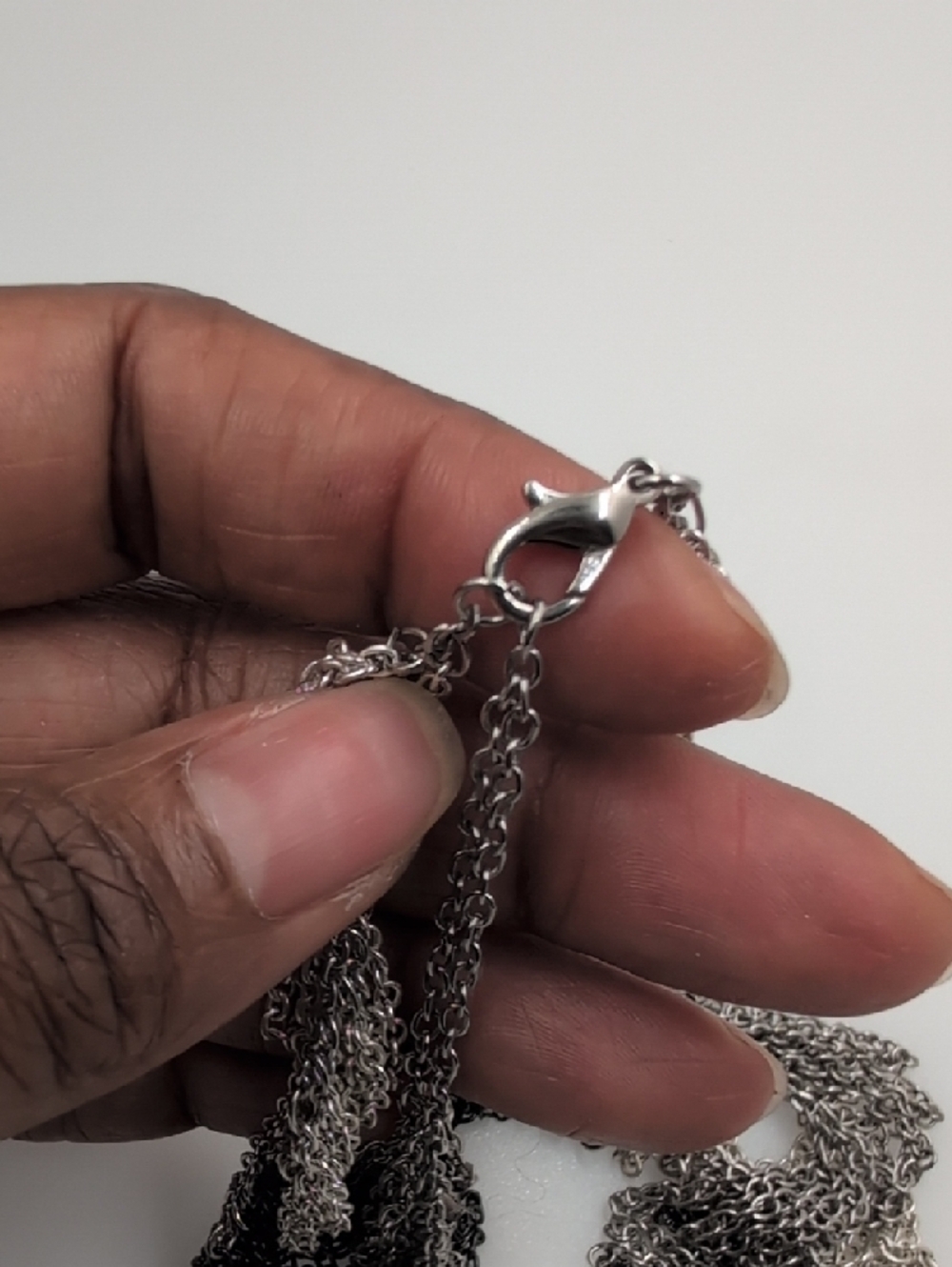 Multi-Strand Black and Silver Chain Fringe Necklace - Picture 5 of 7